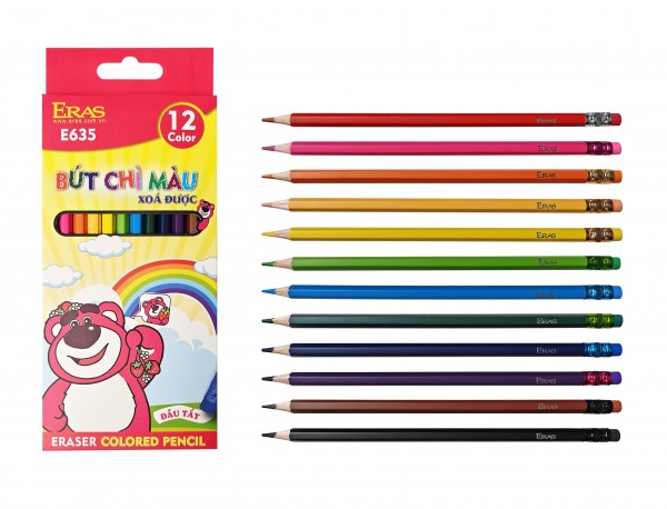 Bút chì 12 màu xoá được E635