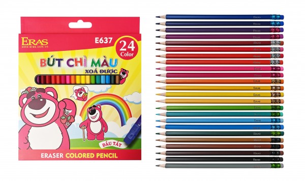 Bút chì 24 màu xoá được E637